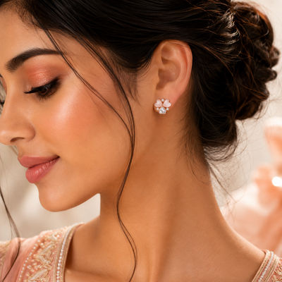 Peach flower petals studs
